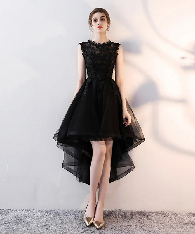 Party Dresses for Fashion ExhibitionsBlack tulle lace high low prom dress evening dress 8416 Party Dresses for Fashion ExhibitionsBlack tulle lace high low prom dress evening dress 8416