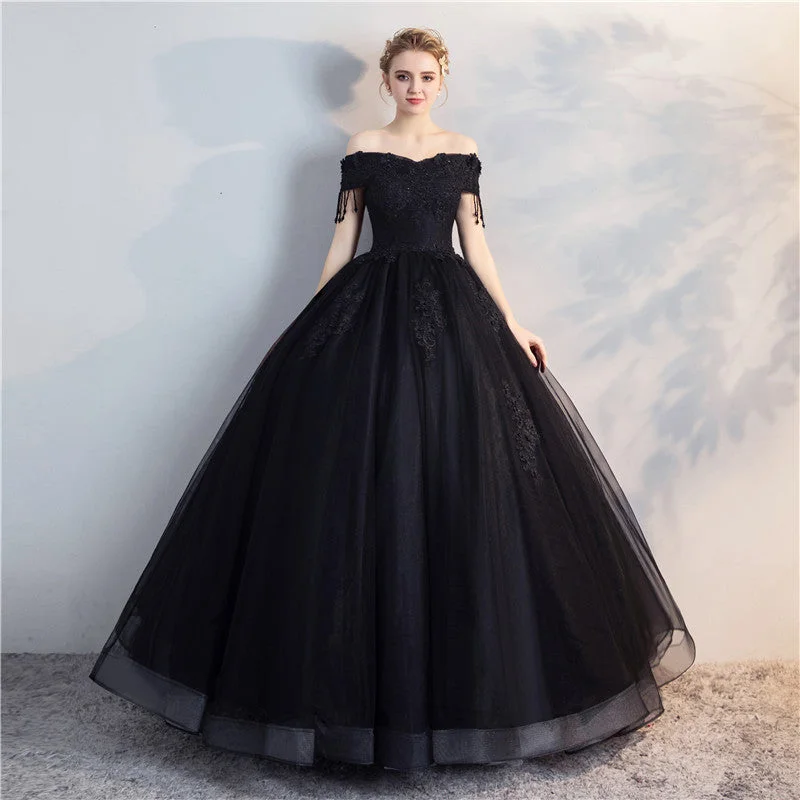 Party Dresses for Indoor GamesBlack tulle lace long prom gown, cheap evening dress 8137 Party Dresses for Indoor GamesBlack tulle lace long prom gown, cheap evening dress 8137
