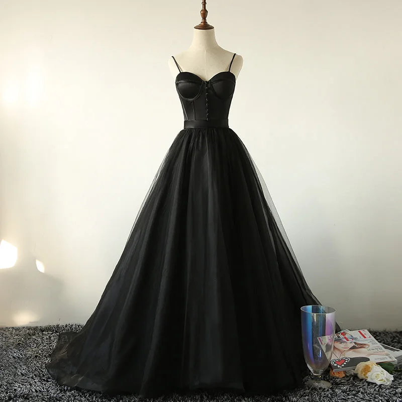 Party Dresses with Environmental MonitoringBlack tulle long prom dress, black evening dress 8037 Party Dresses with Environmental MonitoringBlack tulle long prom dress, black evening dress 8037
