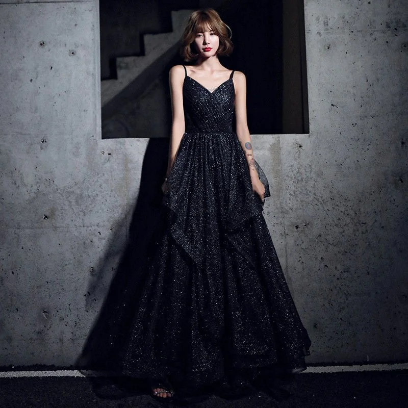 Party Dresses for Formal EventsBlack tulle long prom dress formal dress  8248