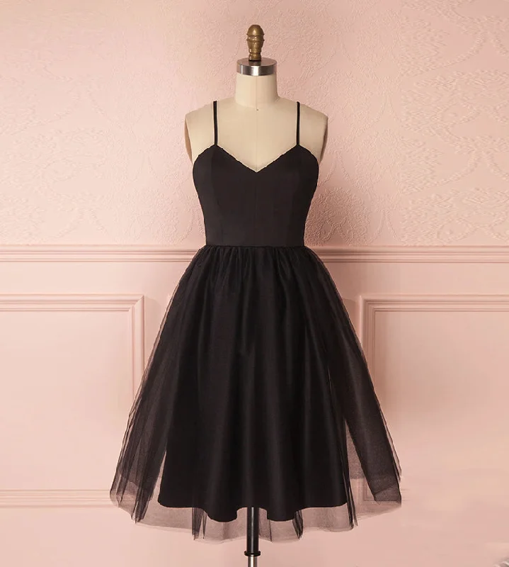 Party Dresses for Road TripsBlack tulle short prom dress  8179