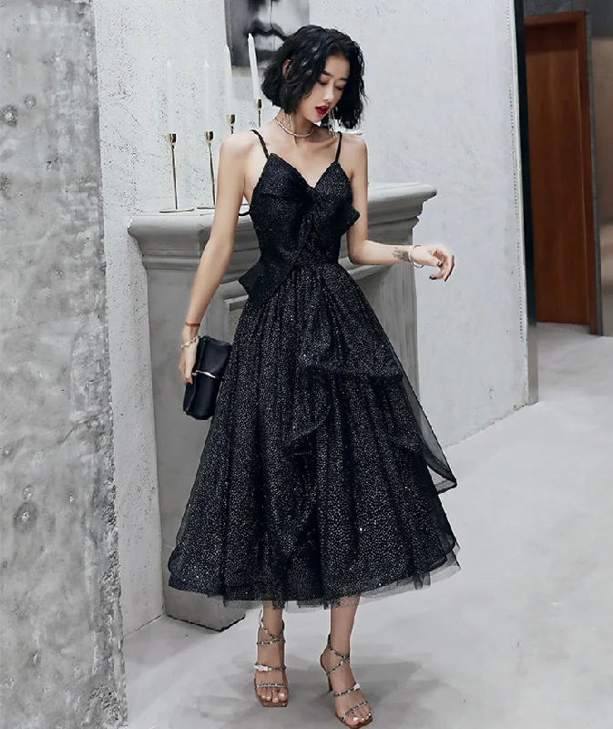 Party Dresses with Sustainable MaterialsBlack tulle short prom dress black evening dress 8407 Party Dresses with Sustainable MaterialsBlack tulle short prom dress black evening dress 8407