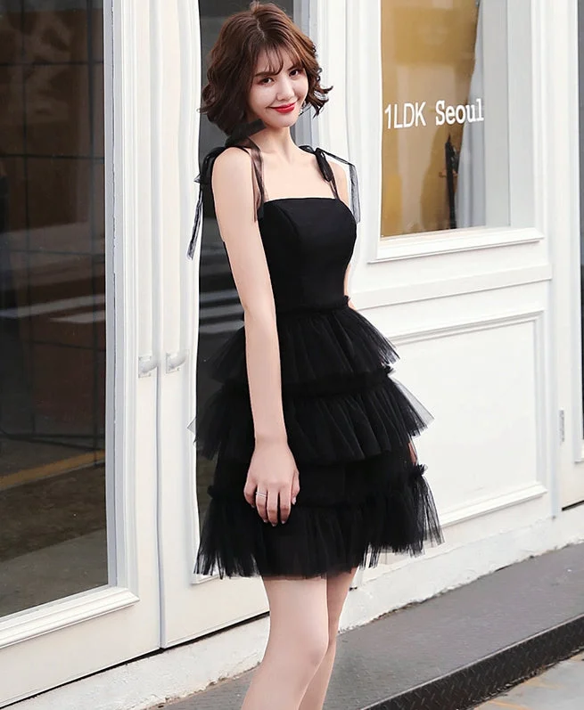 Party Dresses with LaceBlack tulle short prom dress party dress  8321