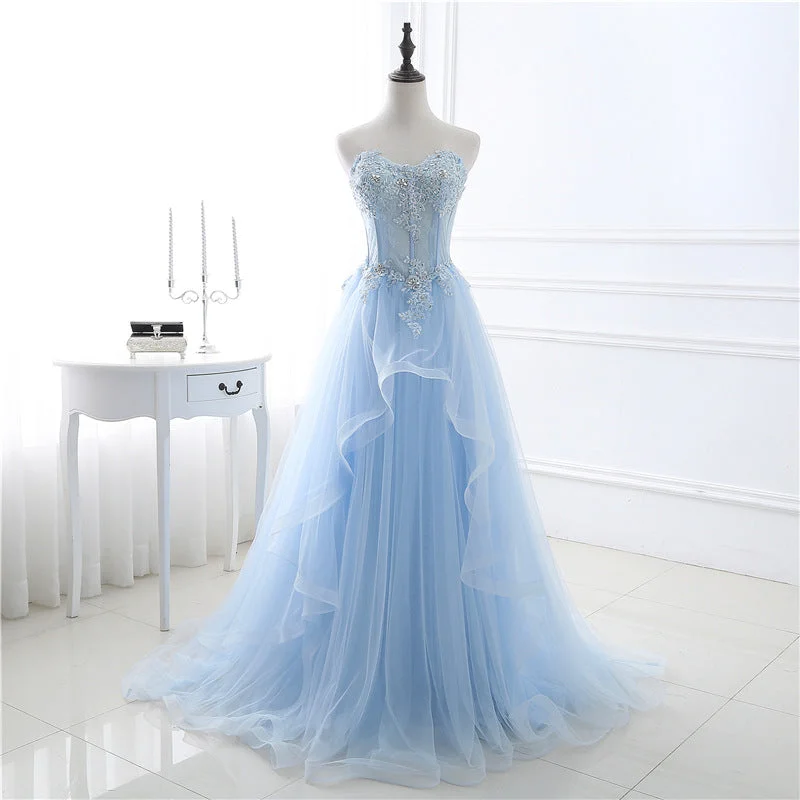 Party Dresses with Biometric SensorsBlue tulle lace long prom dress, blue lace evening dress 8039 Party Dresses with Biometric SensorsBlue tulle lace long prom dress, blue lace evening dress 8039
