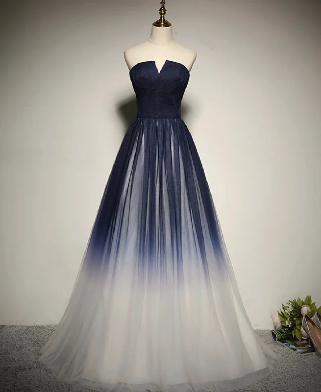 Midi Party DressesBlue tulle long prom dress evening dress  8286
