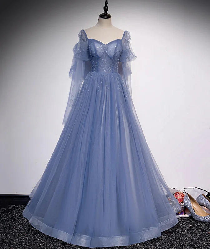 Party Dresses for Corporate FunctionsBlue tulle long prom dress simple evening dress 8430 Party Dresses for Corporate FunctionsBlue tulle long prom dress simple evening dress 8430