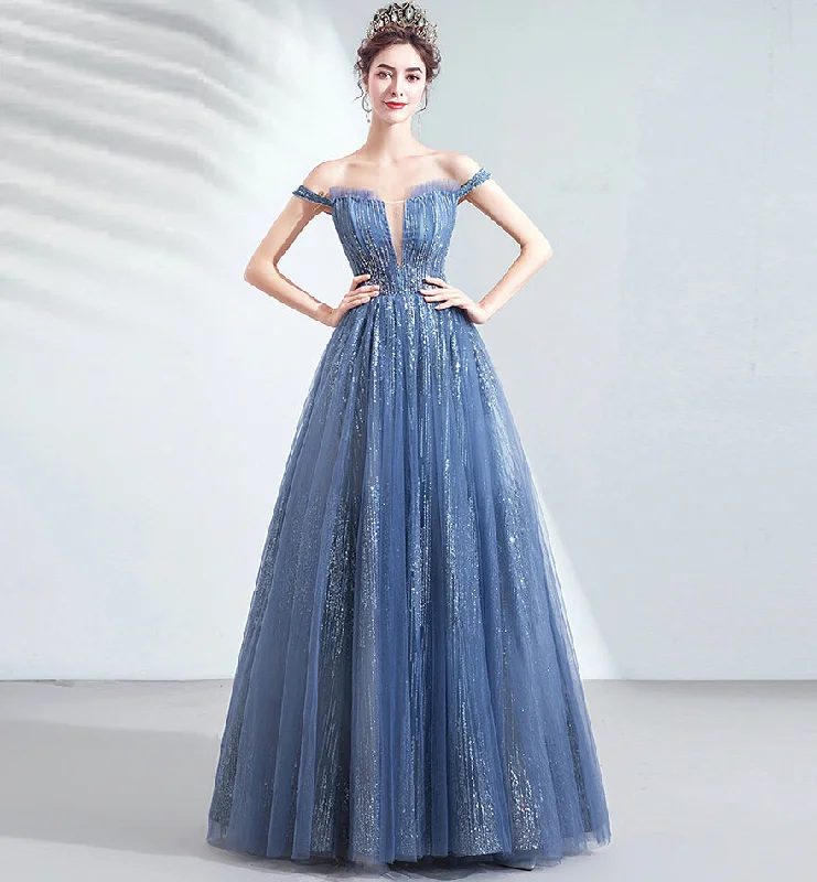 Party Dresses with Environmental MonitoringBlue tulle sequins long prom dress evening dress 8433 Party Dresses with Environmental MonitoringBlue tulle sequins long prom dress evening dress 8433
