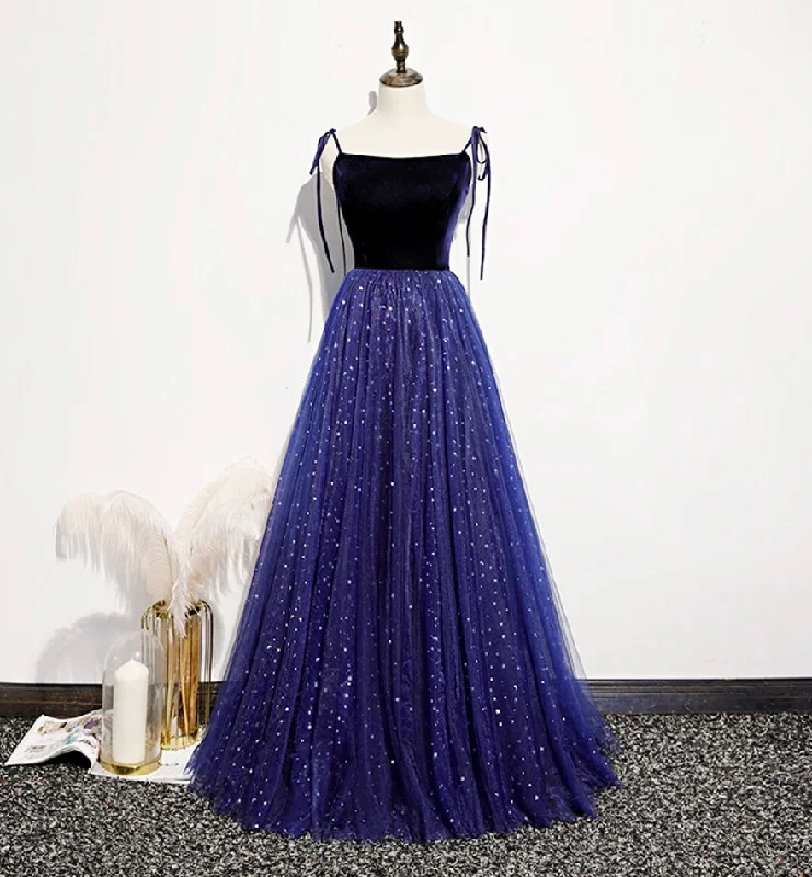 Party Dresses for Easter CelebrationsBlue tulle sequins long prom dress evening dress 8463 Party Dresses for Easter CelebrationsBlue tulle sequins long prom dress evening dress 8463