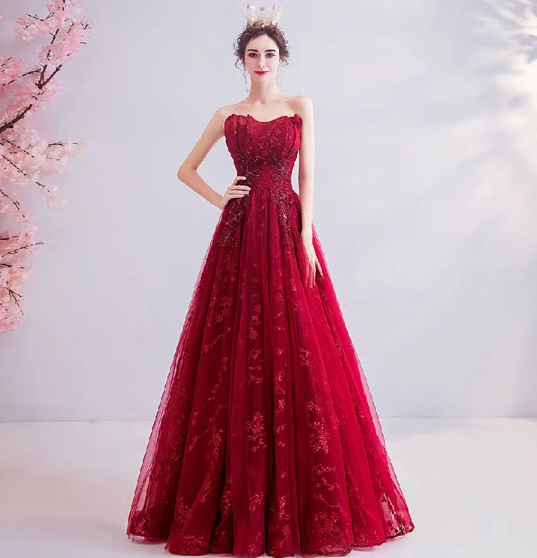 Party Dresses for Community MeetingsBurgundy lace long prom dress evening dress 8202 Party Dresses for Community MeetingsBurgundy lace long prom dress evening dress 8202