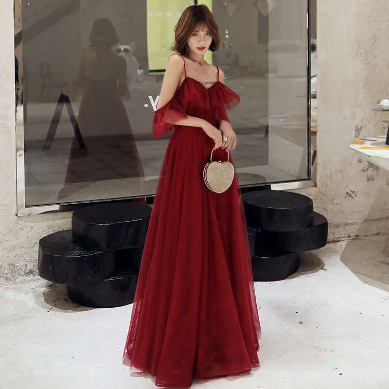 Party Dresses with Glow-in-the-Dark AccentsBurgundy lace long prom dress simple evening dress 8227 Party Dresses with Glow-in-the-Dark AccentsBurgundy lace long prom dress simple evening dress 8227