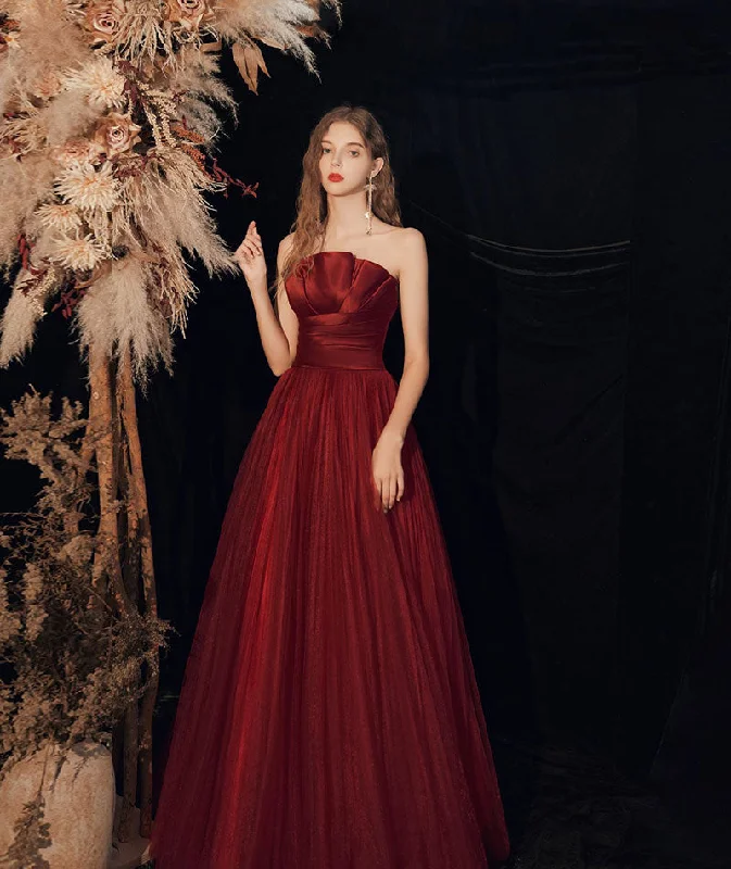 Party Dresses for Fitness CompetitionsBurgundy long prom dress formal dress  8350