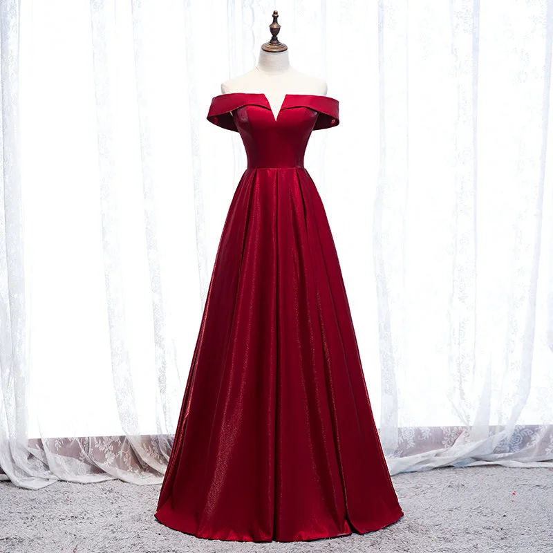 Party Dresses for Night OutBurgundy long prom dress simple evening dress  8271
