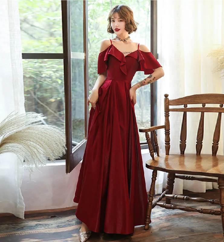 Party Dresses for Business CasualBurgundy satin prom dress simple evening dress 8379 Party Dresses for Business CasualBurgundy satin prom dress simple evening dress 8379