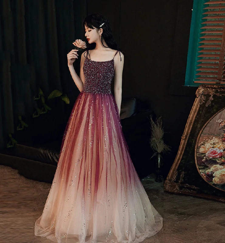 Party Dresses with Ruffled HemBurgundy tulle beads long prom dress evening dress 8459 Party Dresses with Ruffled HemBurgundy tulle beads long prom dress evening dress 8459