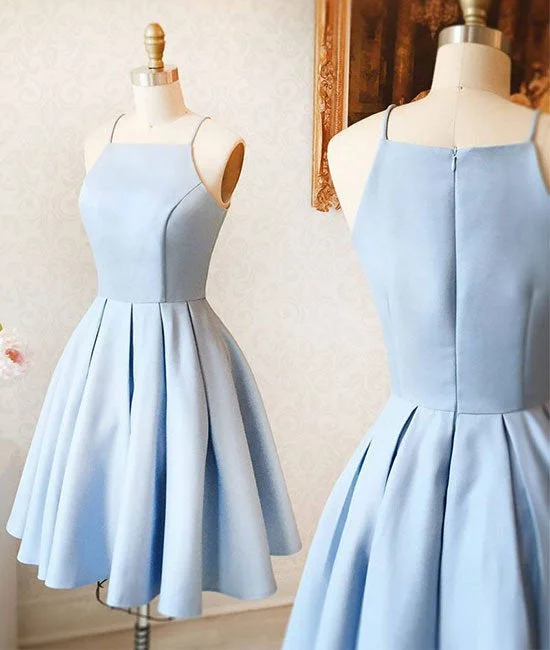 Party Dresses with Glow SticksCute blue satin short prom dress, homecoming dress 8096 Party Dresses with Glow SticksCute blue satin short prom dress, homecoming dress 8096