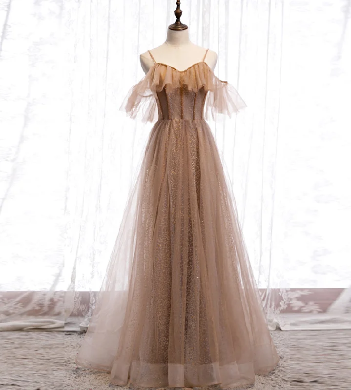 Party Dresses with Zipper ClosureCute sweet neck tulle long prom dress  8173