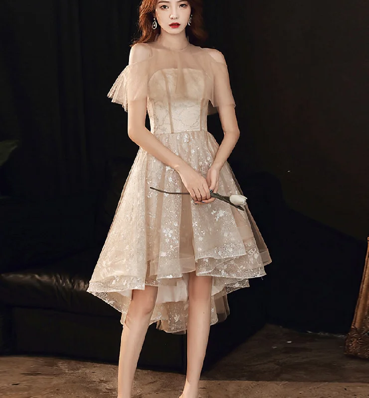 Party Dresses for Virtual Reality EventsCute tulle high low prom dress shiny evening dress 8444 Party Dresses for Virtual Reality EventsCute tulle high low prom dress shiny evening dress 8444