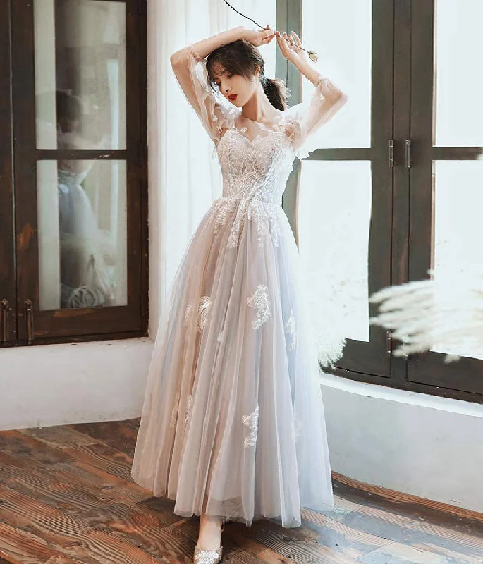 Cocktail Party DressesCute tulle lace long prom dress evening dress  8343
