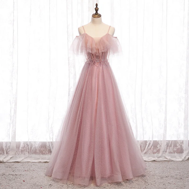 Party Dresses for Beach VacationsCute tulle long prom dress evening dress  8174