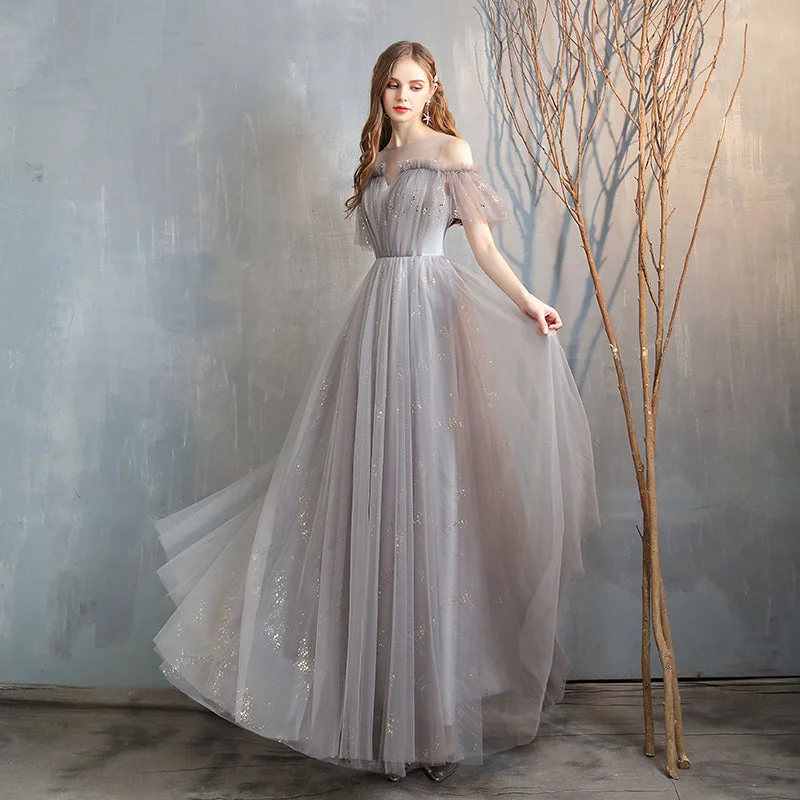 Party Dresses with Detachable SleevesCute tulle long prom dress simple evening dress 8245 Party Dresses with Detachable SleevesCute tulle long prom dress simple evening dress 8245