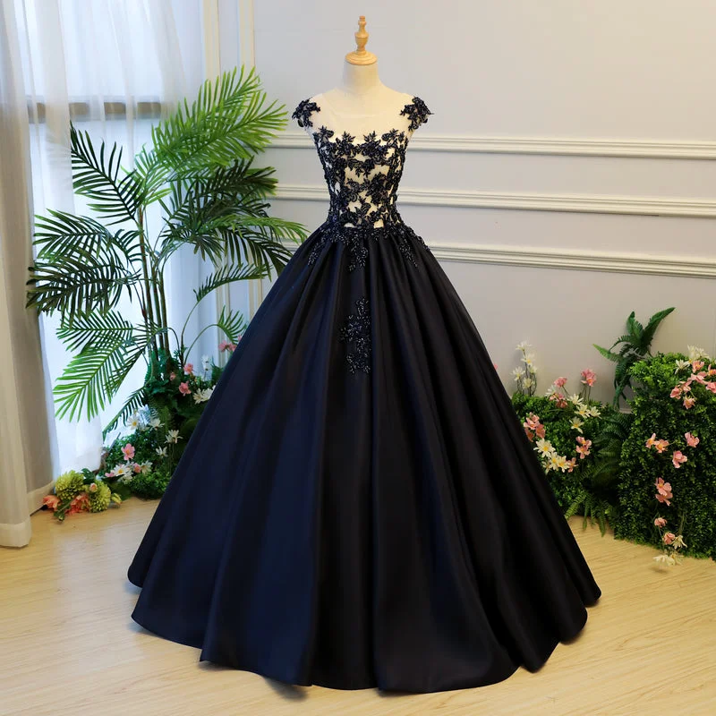 Party Dresses with Wind TurbinesDark blue lace long prom gown, evening dress  8059