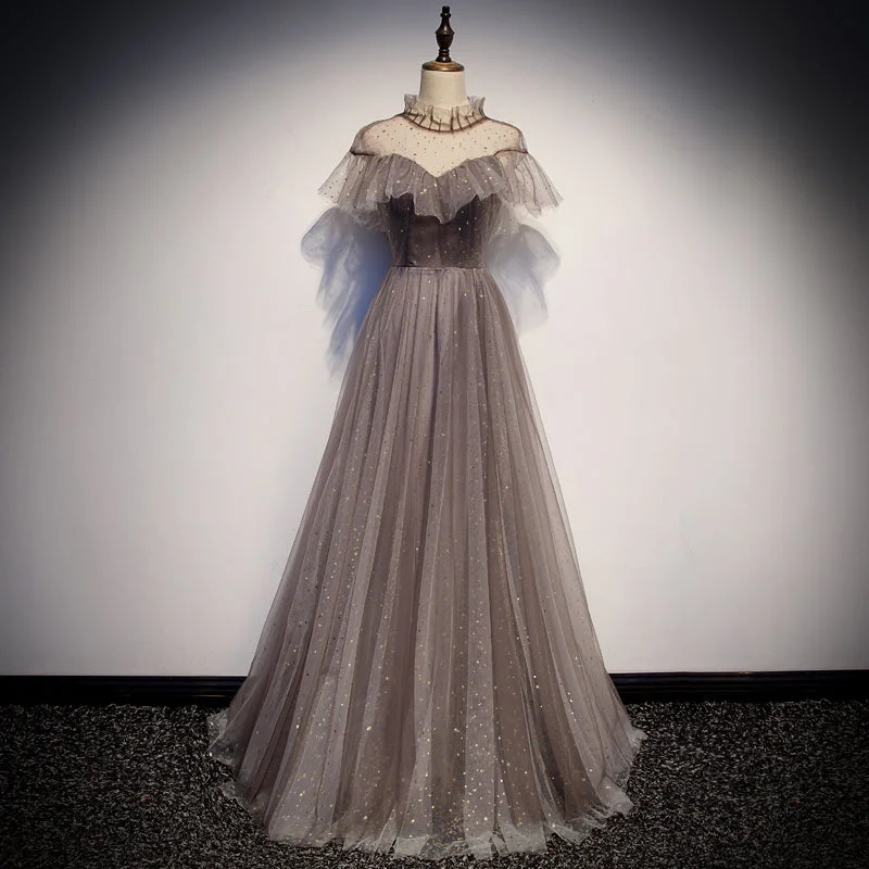 Party Dresses for Movie NightsElegant tulle round neck long prom dress, evening dress 8110 Party Dresses for Movie NightsElegant tulle round neck long prom dress, evening dress 8110