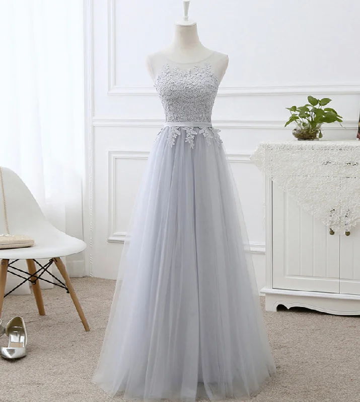 Party Dresses for Augmented Reality ExperiencesGray tulle lace prom dress A line evening dress 8442 Party Dresses for Augmented Reality ExperiencesGray tulle lace prom dress A line evening dress 8442
