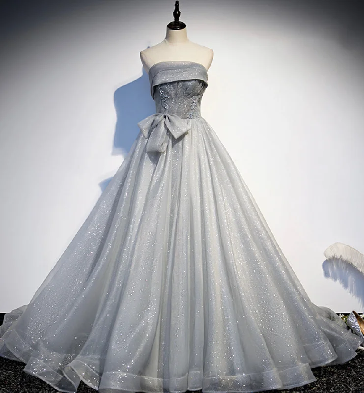 Party Dresses with Glow SticksGray tulle sequins long ball gown dress formal dress 8448 Party Dresses with Glow SticksGray tulle sequins long ball gown dress formal dress 8448