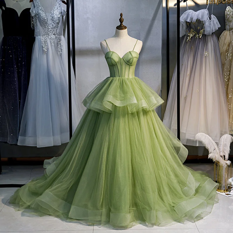 Party Dresses for WeddingGreen tulle long ball gown dress formal dress  8314