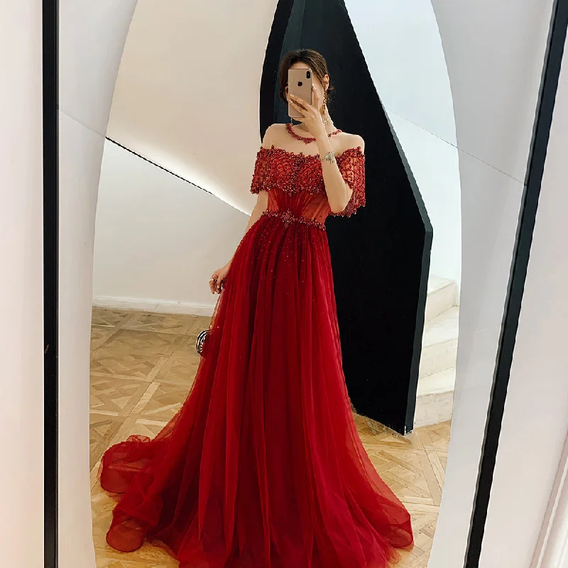 Party Dresses for Autumn LeavesHigh quality burgundy beads long prom gown formal dress 8401 Party Dresses for Autumn LeavesHigh quality burgundy beads long prom gown formal dress 8401