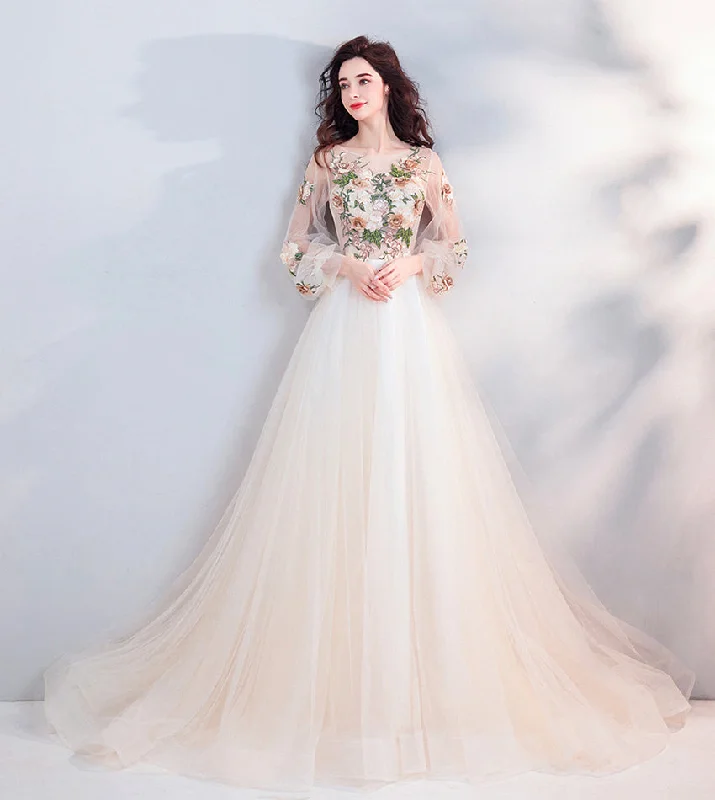 Party Dresses for Game ConventionsLight champagne lace long prom dress evening dress 8451 Party Dresses for Game ConventionsLight champagne lace long prom dress evening dress 8451