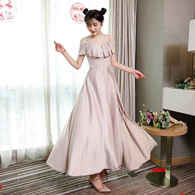 Party Dresses with Asymmetrical SkirtLight pink satin prom dress evening dress 8366 Party Dresses with Asymmetrical SkirtLight pink satin prom dress evening dress 8366