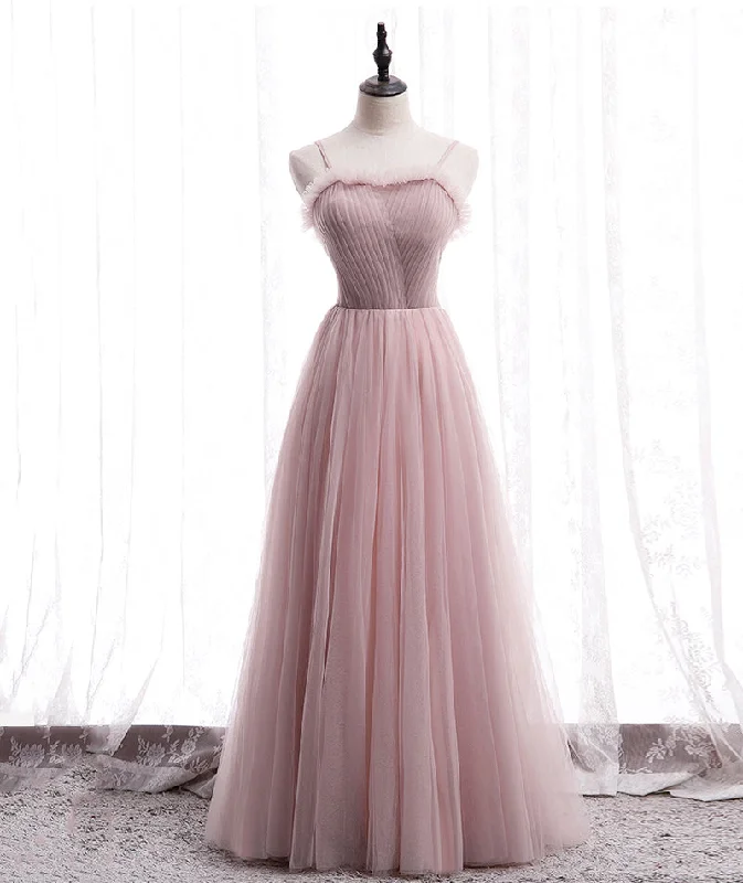 Party Dresses for New Year's EvePink tulle long prom dress simple evening dress 8399 Party Dresses for New Year's EvePink tulle long prom dress simple evening dress 8399