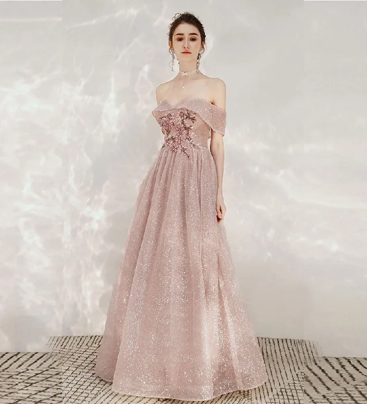 Party Dresses for Historical SitesShiny sequins prom dress pink evening dress  8235