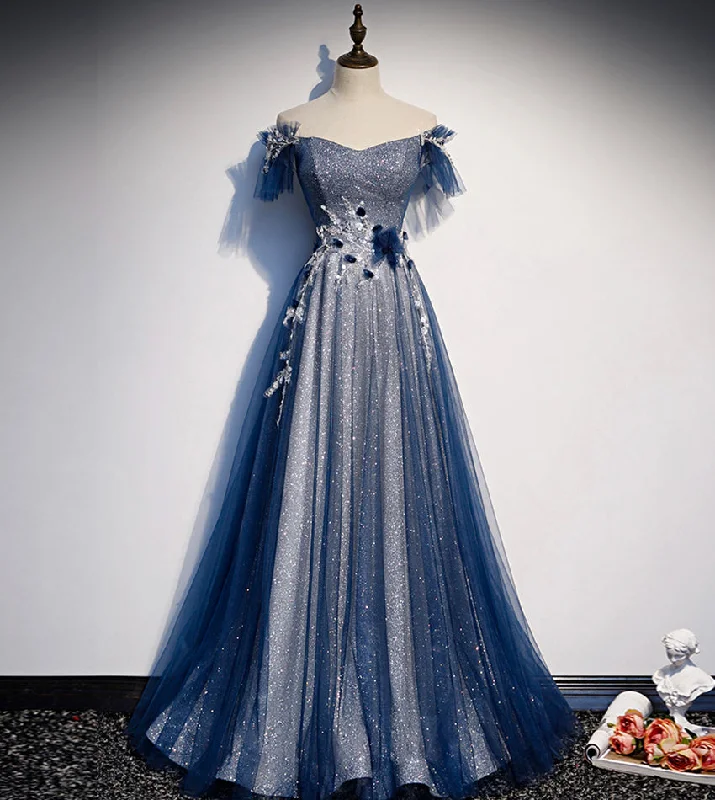 Party Dresses for Team Building ActivitiesShiny tulle sequins long prom dress blue evening dress 8429 Party Dresses for Team Building ActivitiesShiny tulle sequins long prom dress blue evening dress 8429