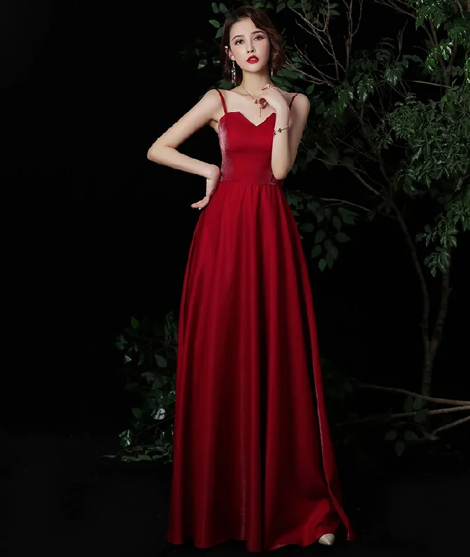 Party Dresses with SequinsSimple long prom dress burgundy evening dress  8324