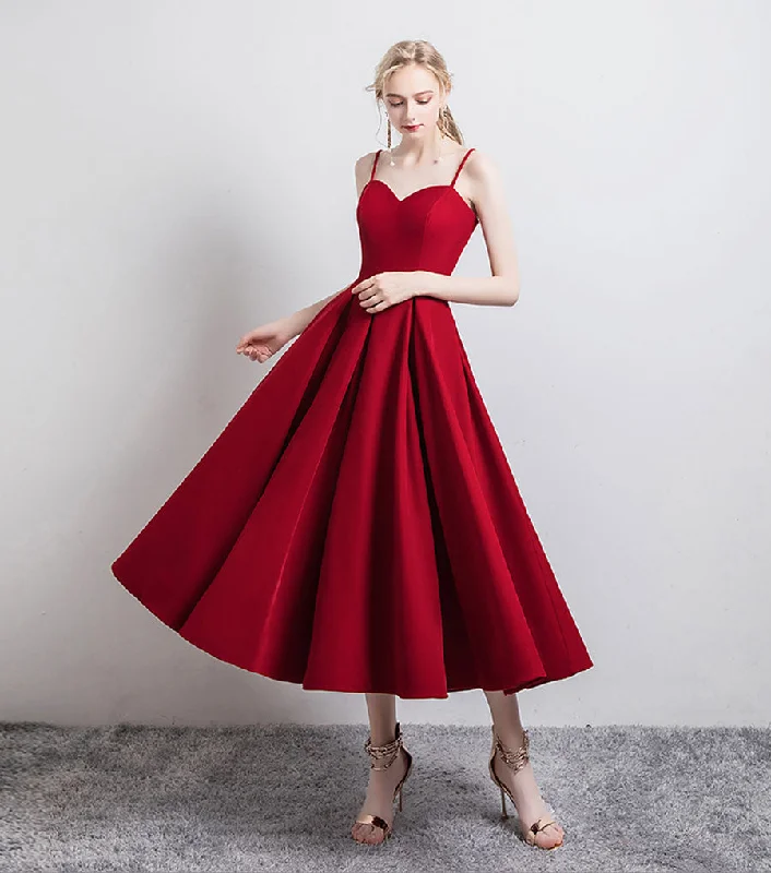 Party Dresses for Triathlon Events-Simple satin short prom dress burgundy evening dress 8346 Party Dresses for Triathlon Events-Simple satin short prom dress burgundy evening dress 8346