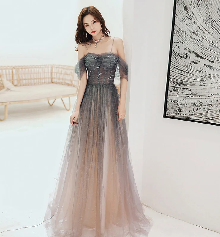 Party Dresses with Fringe AccentsStylish tulle long prom dress evening dress  8460