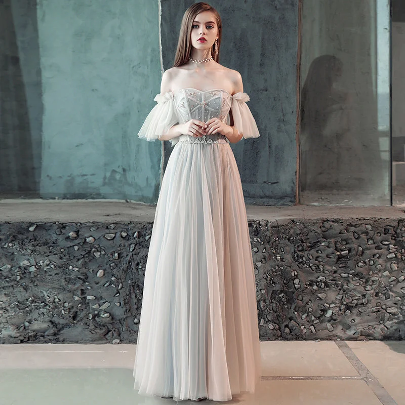 Party Dresses with Organic CottonStylish tulle off shoulder long prom dress, evening dress 7861 Party Dresses with Organic CottonStylish tulle off shoulder long prom dress, evening dress 7861