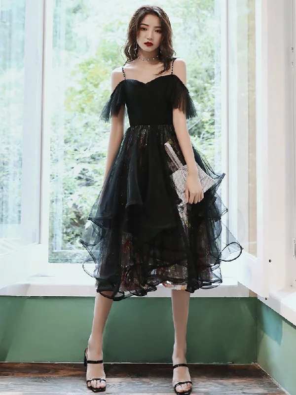Party Dresses for Evening WearUnique design black tulle short prom dress  8358