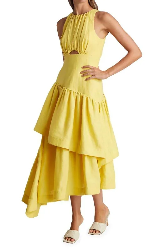 Party Dresses with Magnetic ClosureAJE Caliente Tiered Cut Out Dress (Daisy Yellow) - RRP $575 Party Dresses with Magnetic ClosureAJE Caliente Tiered Cut Out Dress (Daisy Yellow) - RRP $575