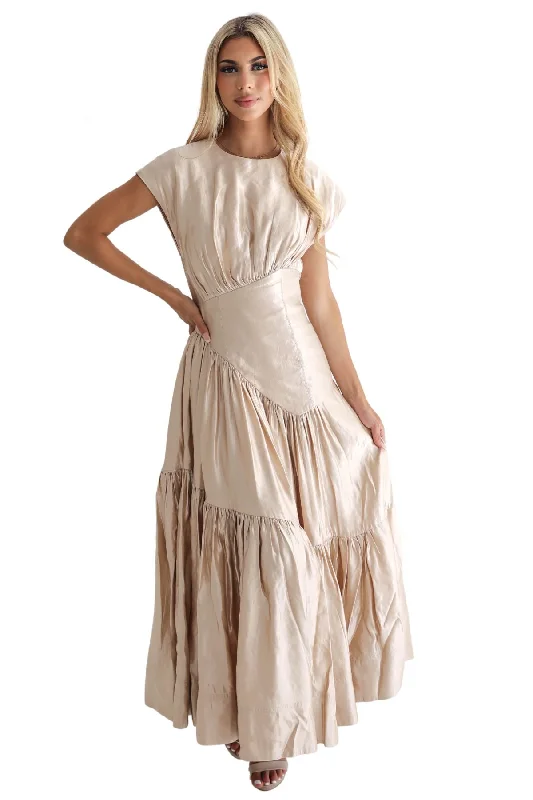 Cotton Party DressesAJE Serendipity Reflection Midi Dress (Champagne) - RRP $595