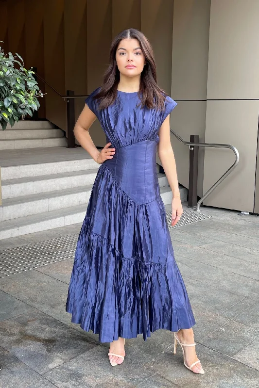 Party Dresses with Removable BeltAJE Serendipity Reflection Midi Dress (Navy Blue) - RRP $595
