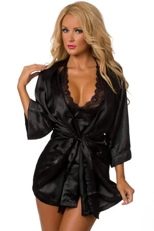 Party Dresses with Animal PrintsBlack Midnight Romance Robe Set