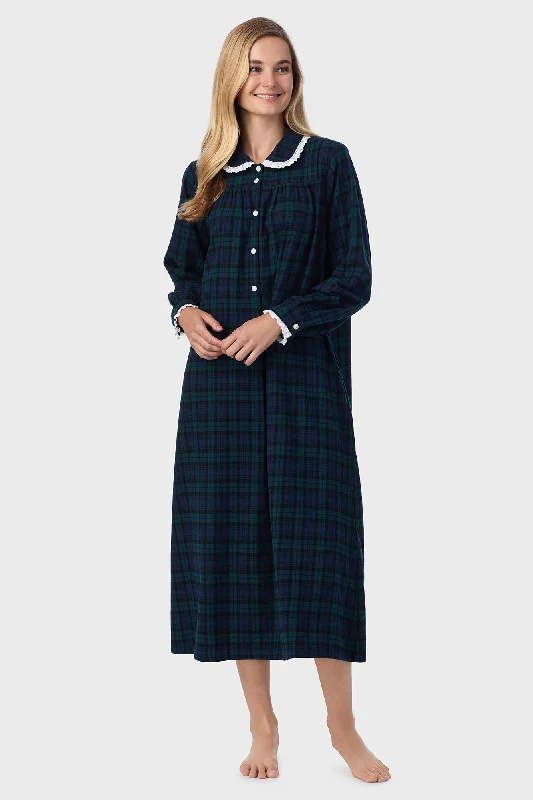 Maxi Party DressesBlack Watch Peterpan Plaid Flannel Gown