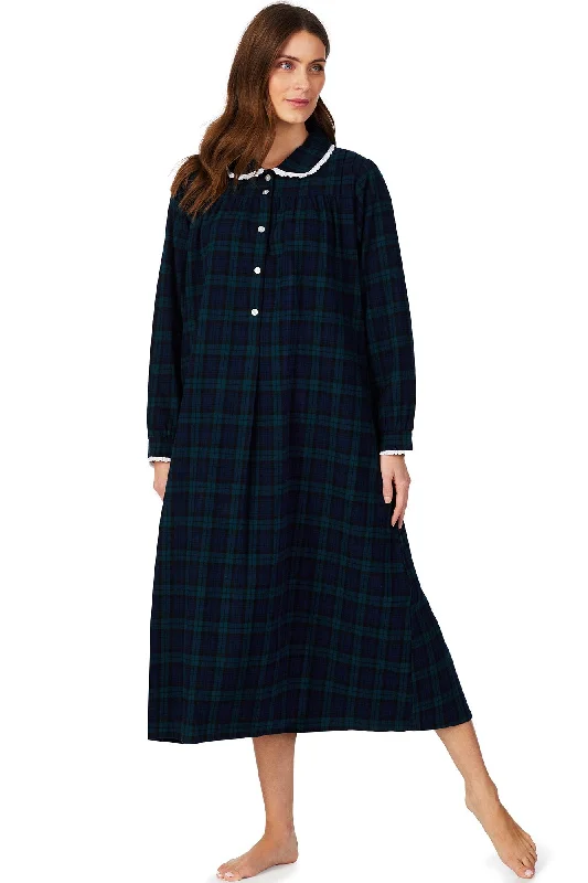 Party Dresses with Monochromatic ColorsBlack Watch Plaid Flannel Gown Petite
