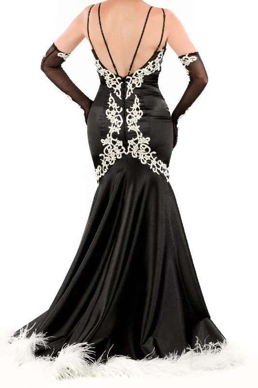 Party Dresses for Augmented Reality ExperiencesBordello Gown with Ostrich Feather Trim