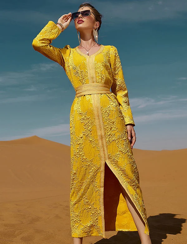 Party Dresses with Ombre EffectCaftan Imprimée Doré