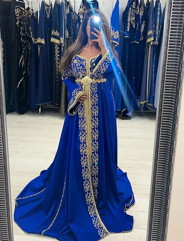 Party Dresses for ChristmasCaftan Satin Bleu Royal