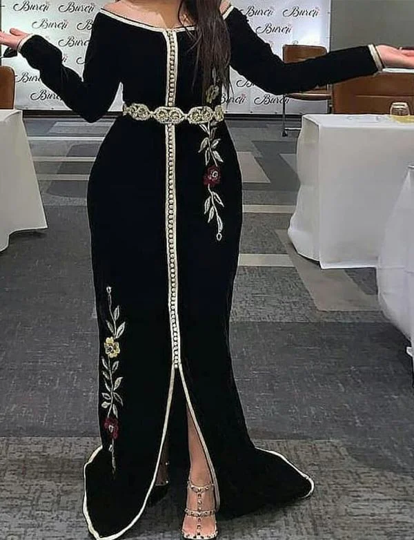 Party Dresses with Pleated SkirtCaftan Marocain Sirène Noir